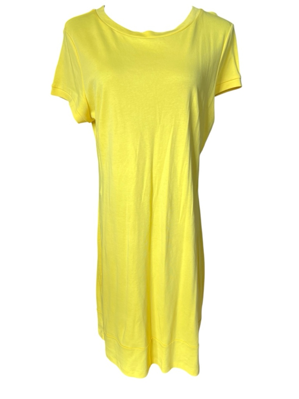 New York & Company Yellow T Shirt Dress Large Short Sleeve Casual Cotton Summer